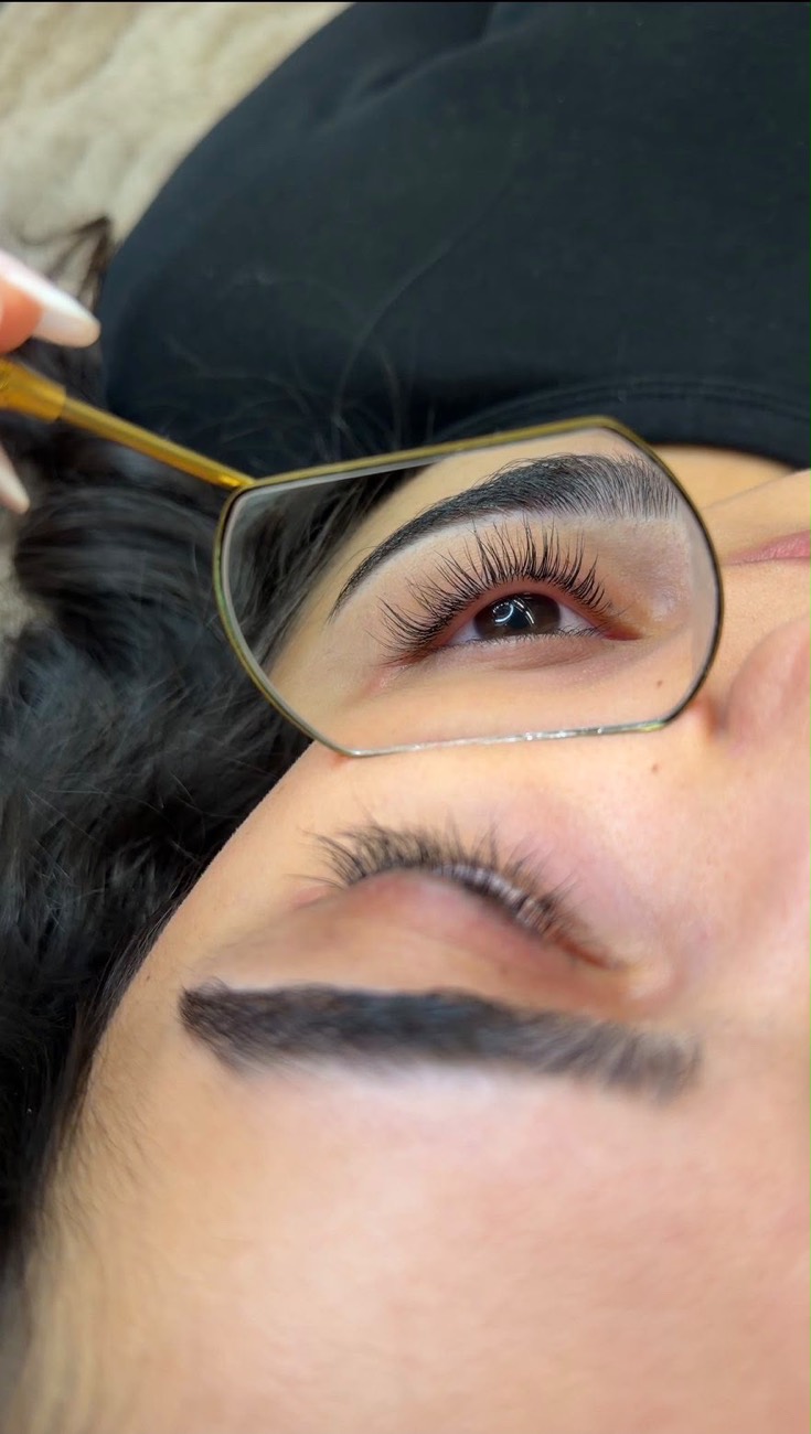 Natuurlijke wimperextensions, detailopname